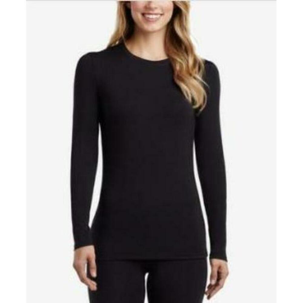 Cuddl Duds Women's Black Softwear Stretch Long-Sleeve Layering Top L - Picture 1 of 1